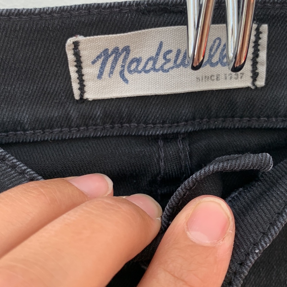 Madewell black skinny skinny jeans size 27 rigid knees zip on ankles - Picture 7 of 8